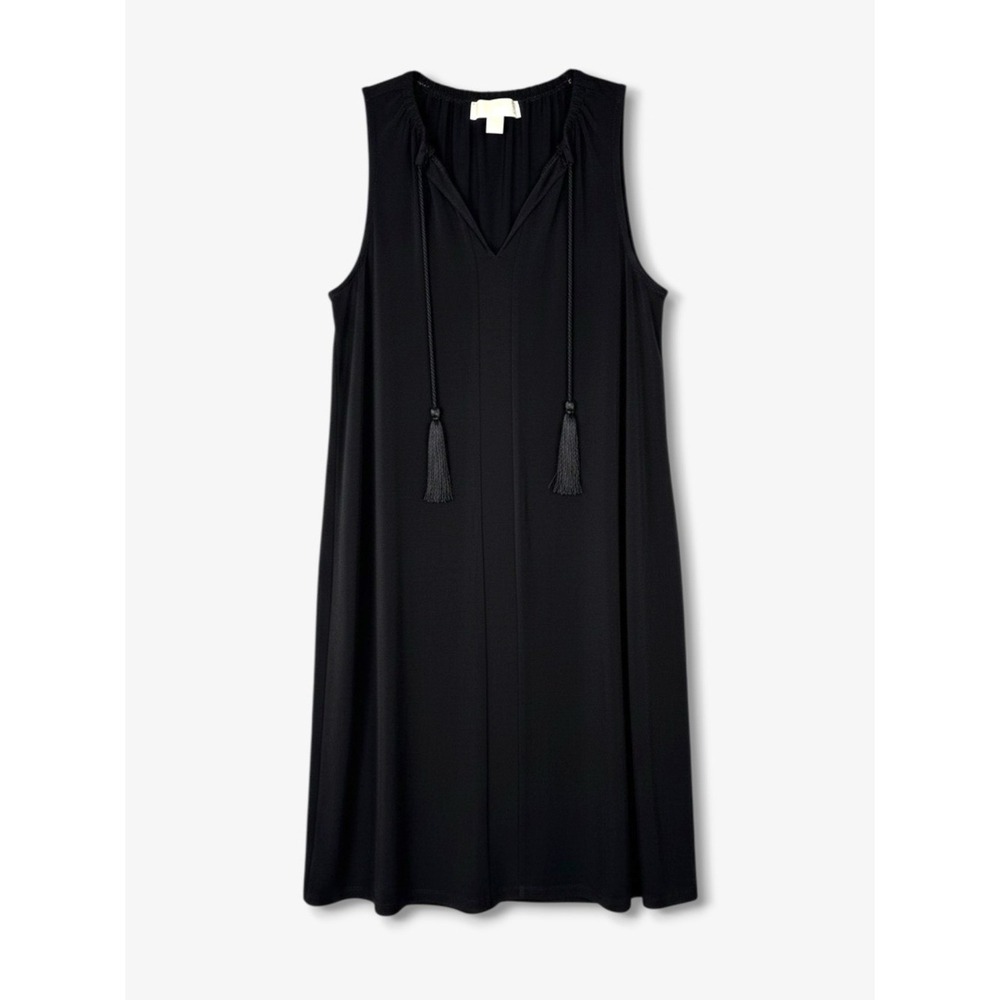 MICHAEL Michael Kors Black Tassel Tie Shift Dress XS Sleeveless Minimalist